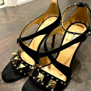 VALENTINO-black and gold stilletos